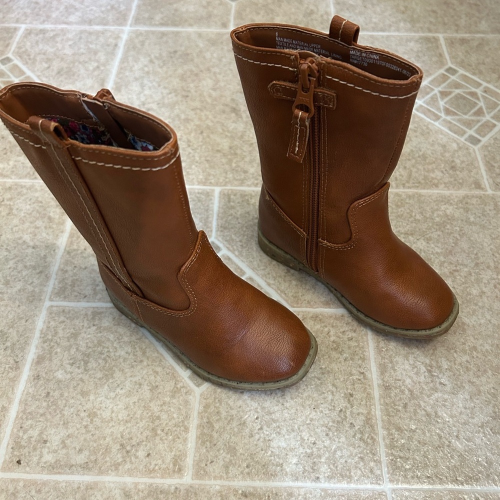 Brown Leather Kids Boots